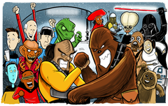 "Worf Vs. Chewbacca" Limited Edtion Giclee Print (Unframed)